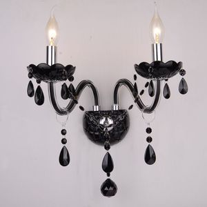 Lampada <span class=keywords><strong>da</strong></span> Parete a LED in Vetro Nero Cristallo, Moderna Luce Decorativa <span class=keywords><strong>da</strong></span> Interno per Soggiorno - Product Image 5