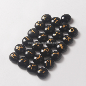 2016 hot hobby feng shui nero rotondo di vetro perline strega inciso rune stone set <span class=keywords><strong>per</strong></span> i regali - Product Image 3