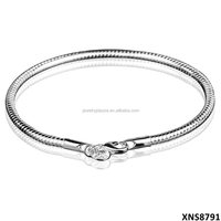 Bracelets à breloques en argent sterling 925 avec fermoir en forme de cœur, chaîne serpent, style européen, à faire soi-même