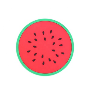Promotion Cheap Creative Souvenir Skidproof Type Cup Mat Use Custom Logo Funny Fruit Soft Pvc Coaster