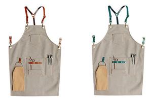 Denim Schort Donkerblauw Barista Kapper Schort Restaurant Art Studio Overalls Schort Custom - Product Image 3