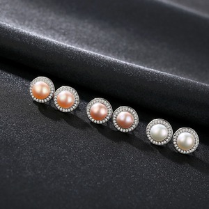 PAG & MAG donne gioielli da sposa 925 Sterling Silver Stud rotonda d'acqua dolce 7-7.5mm naturale barocco <span class=keywords><strong>orecchini</strong></span> di perle - Product Image 4