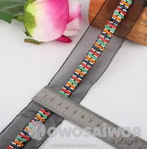 Vintage Colorful Tube clothing decoration Bead Handmade Lace Trim For Jewelry and Wedding garter LO10018