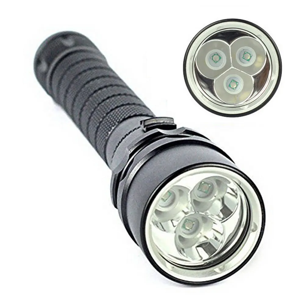 Waterproof Underwater Powerful LED Diving Flashlight 3600 Lumens 3 x White Dive Torch