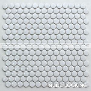Foshan Prezzo di Fabbrica All'ingrosso Da Cucina <span class=keywords><strong>Splashback</strong></span> 19 millimetri Lucido Smaltato Bianco Penny Rotondo In Porcellana Mosaico Muro del Bagno Piastrelle - Product Image 4