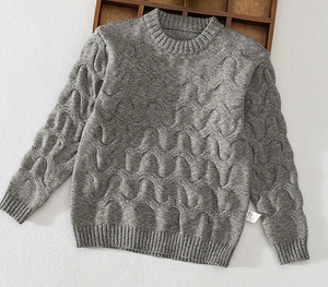 P18B119TR Children's Boy Cotton O Neck <strong>Cable</strong> <strong>Knit</strong> <strong>Sweater</strong> - Product Image 3