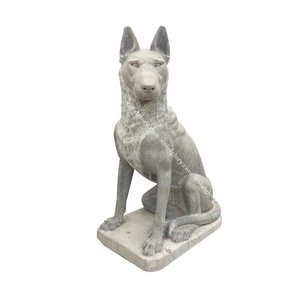 Décoration de jardin en pierre naturelle au design moderne Statue de <span class=keywords><strong>chien</strong></span> en marbre Sculpture animale - Product Image 4