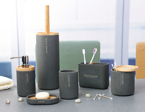 OEM Approvisionnement Personnalisé Couleur Polyrésine 6 Pièces <span class=keywords><strong>Salle</strong></span> <span class=keywords><strong>De</strong></span> <span class=keywords><strong>Bain</strong></span> Distributeur Ensembles pour La Maison - Product Image 1