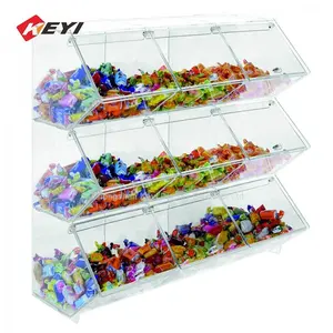 Benutzer definierte Einzelhandel geschäft Counter Top Clear Acryl Box Acryl Bulk Food Bin Sweet Storage Stand Stapelbare Candy Display Rack