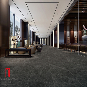 Carrelage de salle de bain en porcelaine effet béton, surface en pierre rocheuse, design noir - Product Image 6