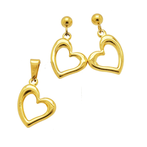 Dubai Payal Set Perhiasan Desain Berlapis Emas 22K Emas dengan Kalung Model Hati dan Anting-Anting Kancing - Product Image 1