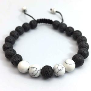 Negro lava Rock piedra plata antigua hecha a mano del encanto del león ajustable trenzado hombres macrame pulsera yoga joyería - Product Image 3