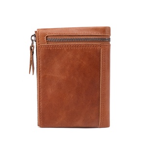 Portafoglio da <span class=keywords><strong>uomo</strong></span> in vera pelle con cerniera Vintage RFID di nuovo Design con finestra trasparente di breve durata - Product Image 3