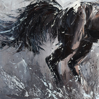 Peinture à l'huile sur toile représentant un cheval au galop, art mural impressionniste peint à la main pour la décoration de la maison