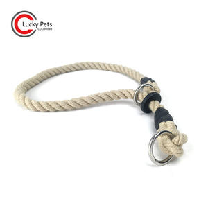 Tali Slip Katun Warna Alami Kepang Kuat Kerah Tersedak Anjing Setengah Tali untuk Latihan Anjing - Product Image 1