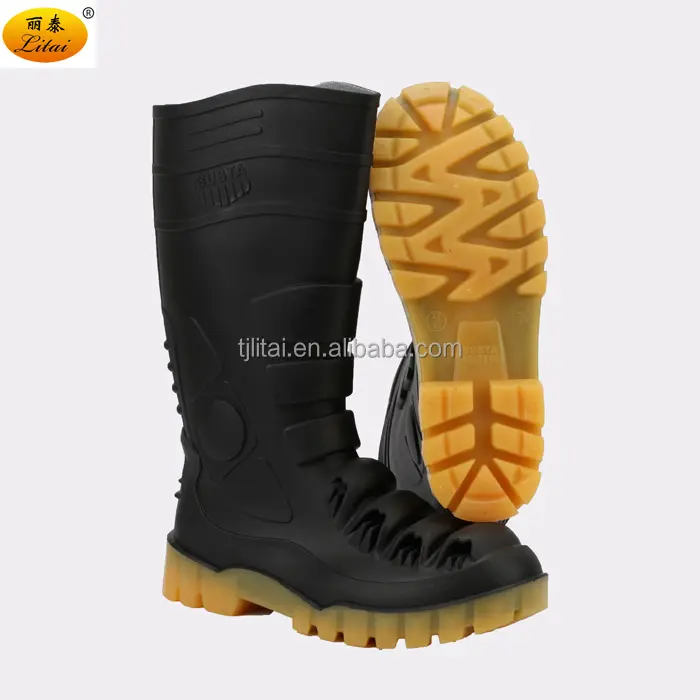 Wholesale factory anti-slip industry wellington Rain Boots PVC Steel Toe Gum Boots waterproof men for adults