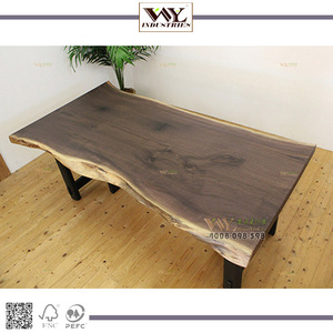 <strong>Walnut</strong> Slab Office Table, Industrial Office <strong>Desk</strong> - Product Image 4