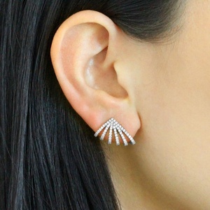 LOZRUNVE gioiello turco 925 argento oro 18k zirconi nuovi orecchini a ventaglio moda - Product Image 4