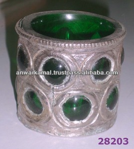 Chaud en demande verre vert et laiton votif le plus vendu pour la décoration saisonnière - Product Image 2