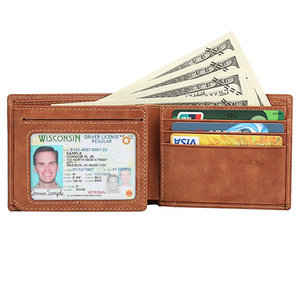 <span class=keywords><strong>Portafoglio</strong></span> da <span class=keywords><strong>uomo</strong></span> Vintage con blocco RFID in <span class=keywords><strong>pelle</strong></span> di vacchetta sottile Bifold <span class=keywords><strong>portafoglio</strong></span> laterale per <span class=keywords><strong>uomo</strong></span> - Product Image 3