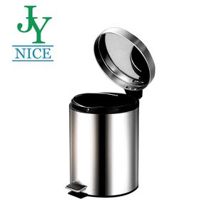 Household kitchen room foot pedal trash bin with flat lid and bottom 3L 5L 12L 20L 30L stainless steel dustbin