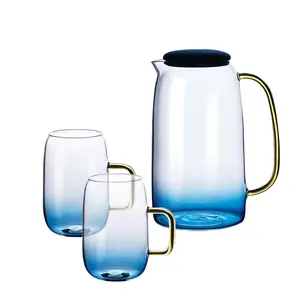 高品质大容量彩色热冷水水瓶家用高温硼硅酸盐玻璃水果汁锅套装