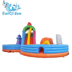 Eight shape inflatable fun city kids amusement castle inflatable fun city with bolwer