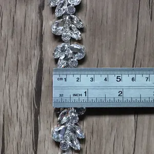 Toptan kristal suni elmas zincir kırpma gelin kanat Rhinestone Trim aplike düğün kemer konfeksiyon aksesuarları RC70501