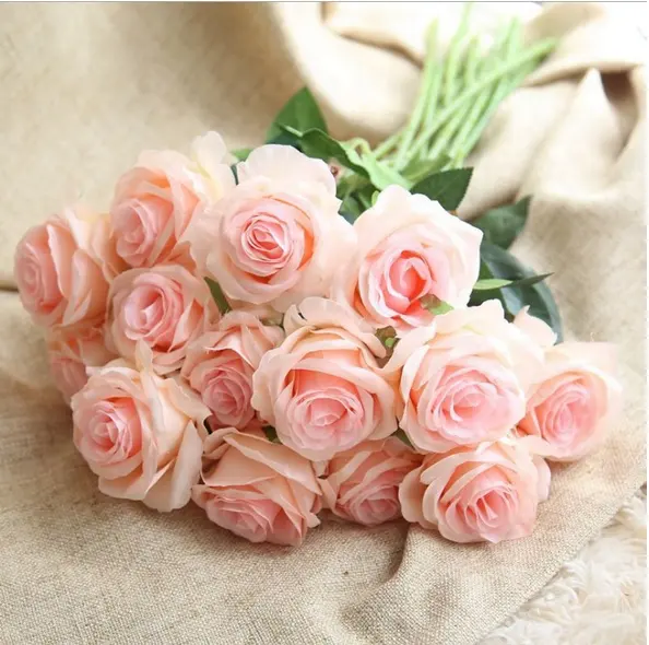 Cheap bulk real touch wholesale single stem silk rose flower artificial