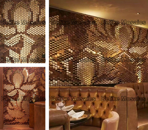 Hình lục giác kim loại gốm khảm gạch 3D tường bức tranh tường sàn gỗ hươu & hoa giọng sang trọng trang trí nội thất với thiết kế lộng lẫy - Product Image 6