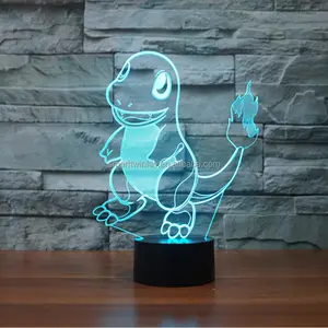 STL Charmander led לילה מנורת שולחן מגע שליטת 3D 7 צבעים שינוי מנורת שולחן Led USB בנק כוח Abajur הלילה אור