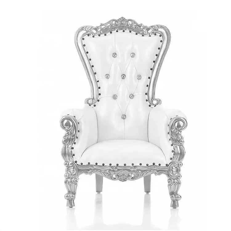 2024 vendita calda fornitore di porcellana Premium di lusso alla rinfusa su misura per bambini in pelle bianca argento principe principessa trono sedie