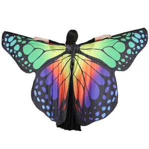 Adult 360 Degree Rainbow Butterfly Props Tie dye Butterfly Belly Dance Wings for Performance