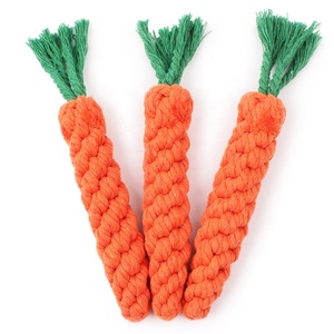 Mainan anjing peliharaan tahan gigit, membersihkan gigi, tali katun, sayur, wortel, mainan anjing piaraan - Product Image 2