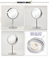 Écran tactile grossissant personnalisé miroir de maquillage led rond à batterie miroir de table de maquillage double face miroir de maquillage led avec lumière
