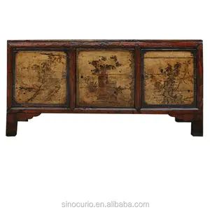Mobiliário antigo chinês rústico brilhante pintado sideboard buquê