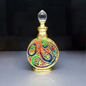 10 ml Arabischen Stil Glas Tropfkappe Rote Metall Goldene und Silberne Farbe Ägyptischen Parfümflaschen Großhandel