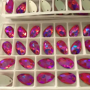 2017 RED AB Phụ Kiện May Tear Drop Glass Flat Back Crystal Stones