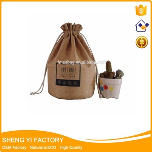 Gris linge de jute cordon sacs à vin pour bouteille - Product Image 3