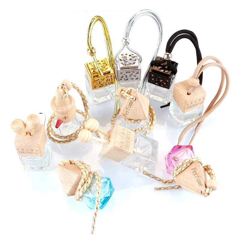 Hanging Car Perfume Glass Bottle Essential Oil Diffuser, Aromatherapy Car Air Freshener
