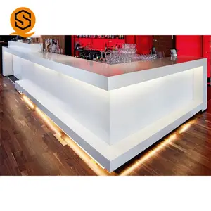 Bar tezgah üstü tasarım OEM akrilik katı yüzey bar sayacı ev veya kulüp kullanımı LED çubuk masa