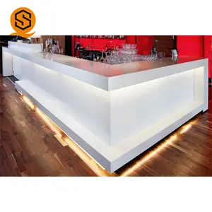 Quầy Bar Thiết Kế Hàng Đầu OEM Acrylic Bề Mặt Rắn Bar Counter Đối Với Trang Chủ Hoặc Câu Lạc Bộ Sử Dụng LED Bar Bảng