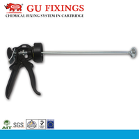 Pistola de calafateo industrial manual de aluminio plateado-negro de alta calidad de 20 oz con émbolo de varilla lisa para papel de aluminio, ideal para bricolaje.
