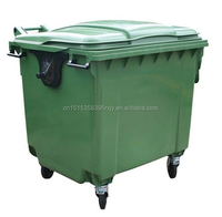 Poubelle en plastique de 660 L à roulettes, écologique, pour usage extérieur, bac à déchets en plastique