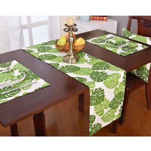 רצי שולחן כותנה nordic פוליאסטר שולחן/מפות הביתה או מסיבה עלים ירוקים בד מודפס ראנר לשולחן אוכל - Product Image 2