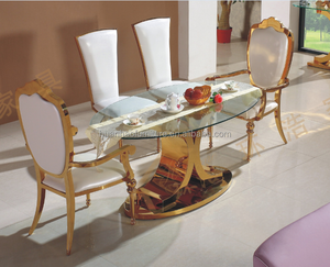 Fosha utilizado oro muebles de comedor para la venta de mármol ovalada Mesas Sillas - Product Image 1