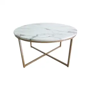 Woonkamer Meubels Marmer Salontafels Met Glod Metalen Frame Ronde Thee Tafel