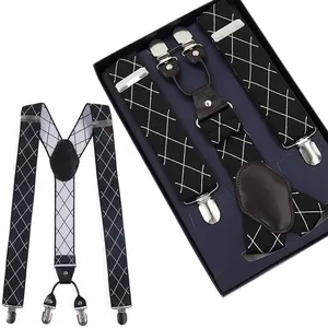 OEM Custom Printed Suspenders for Men Y Style Very Strong Clips Adjustable One Size Fits All Heavy Duty Plaid Braces Suspender