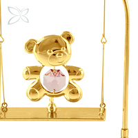 Crystocraft Oso de Peluche Bañado en Oro de 24k para Cristales, Arte Popular, Decoración de San Valentín, Regalo con Caja de Regalo