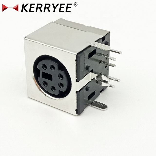 90 Degree Computer PCB Soldering Type 6P Mini Din Connector